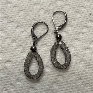 Elegant Silver Mesh Drop Earrings